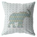 Homeroots 16 in. Blue Elephant Indoor & Outdoor Zip Throw Pillow 412981